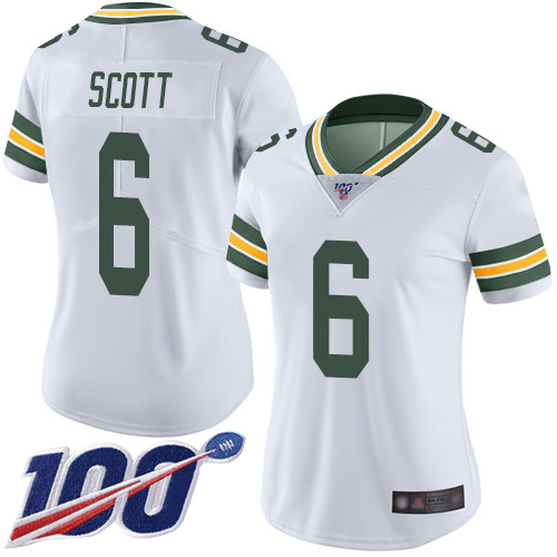 Green Bay Packers Limited White Women 6 Scott J K Road Jersey Nike NFL 100th Season Vapor Untouchable